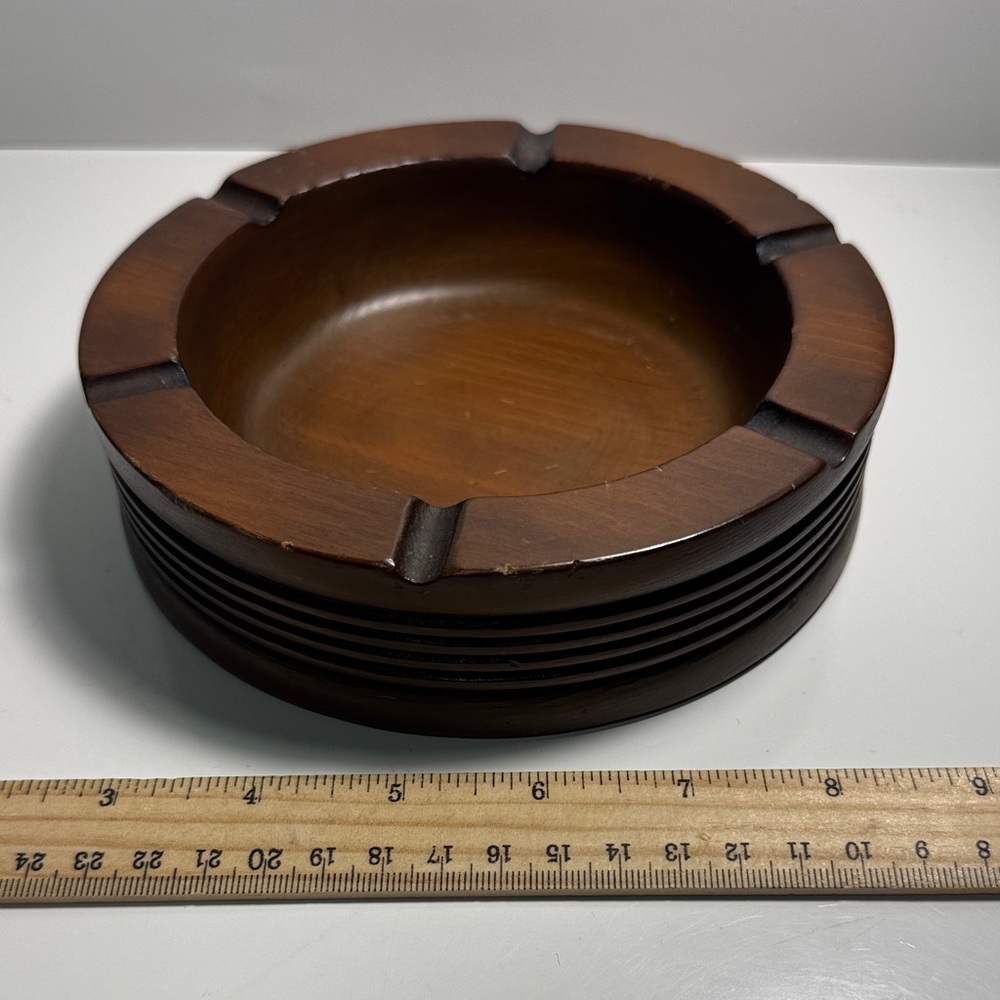 Mid-Century Wooden Ashtray - Brownish red no markings